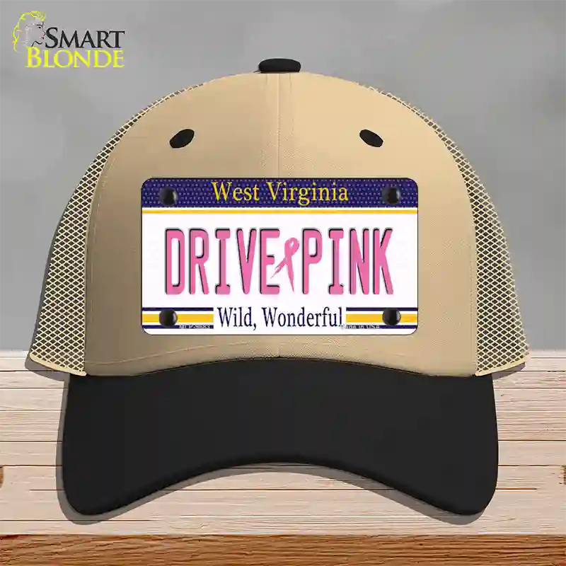 Drive Pink West Virginia Novelty License Plate Hat Mesh / Khaki|Black