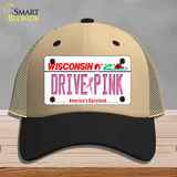 Drive Pink Wisconsin Novelty License Plate Hat Mesh / Khaki|Black