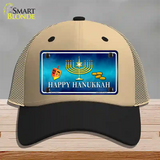 Happy Hanukkah Novelty License Plate Hat Mesh / Khaki|Black