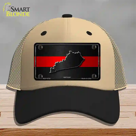 Kentucky Thin Red Line Novelty License Plate Hat Mesh / Khaki|Black