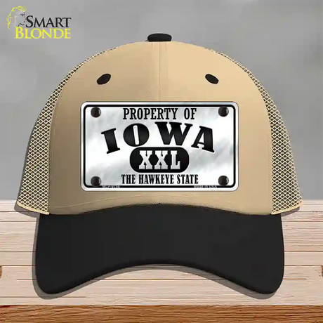 Property Of Iowa Novelty License Plate Hat Mesh / Khaki|Black