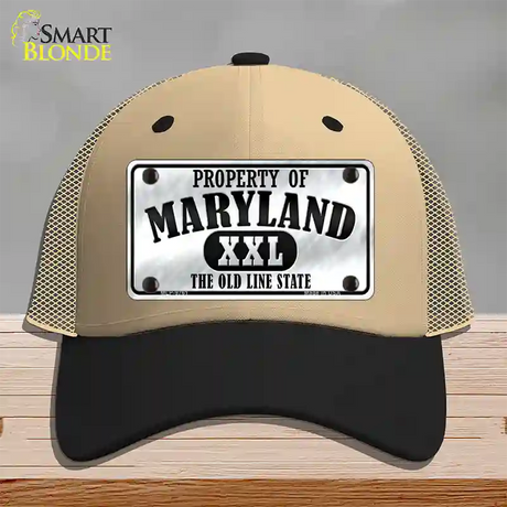 Property Of Maryland Novelty License Plate Hat Mesh / Khaki|Black