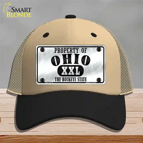 Property Of Ohio Novelty License Plate Hat Mesh / Khaki|Black