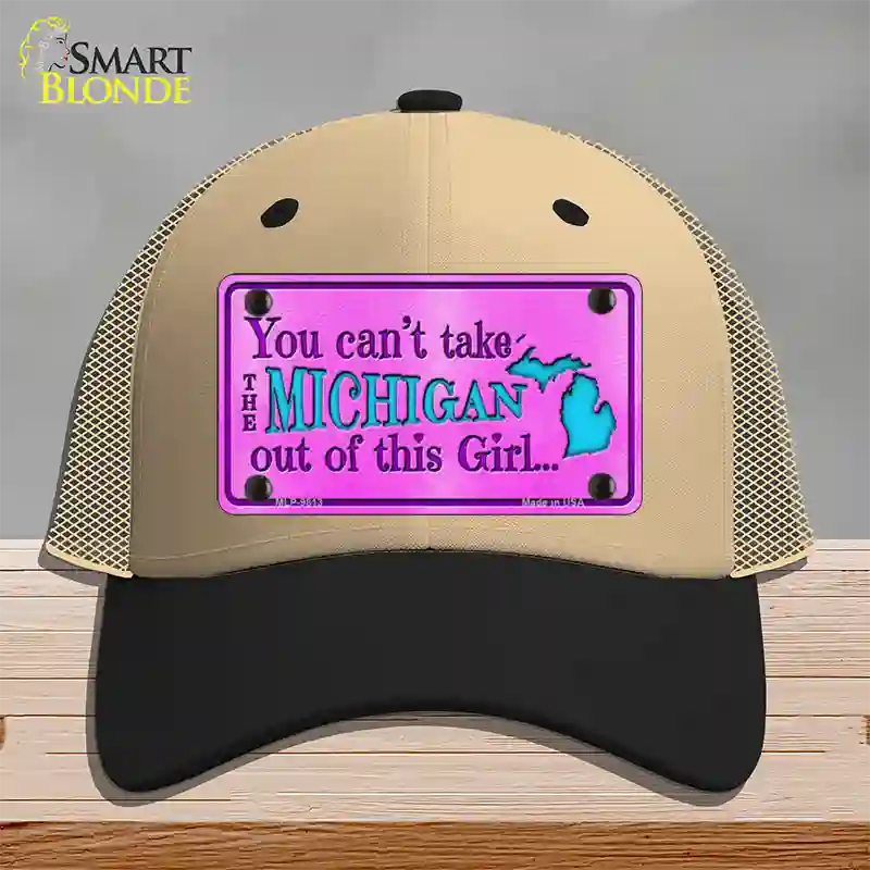 Michigan Girl Novelty License Plate Hat Mesh / Khaki|Black