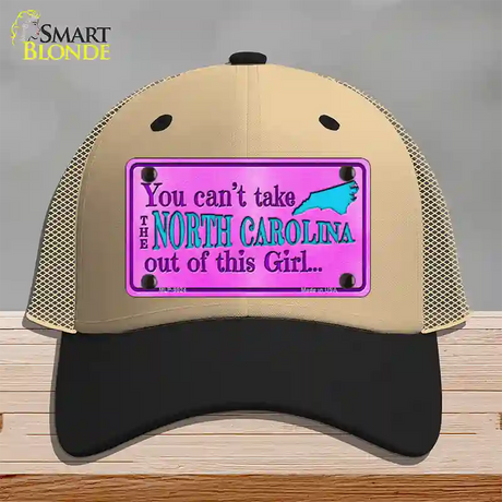 North Carolina Girl Novelty License Plate Hat Mesh / Khaki|Black