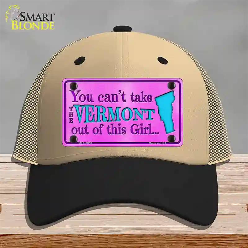 Vermont Girl Novelty License Plate Hat Mesh / Khaki|Black