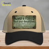 Nana And Papas Bed And Breakfast Novelty License Plate Hat Mesh / Khaki|Black