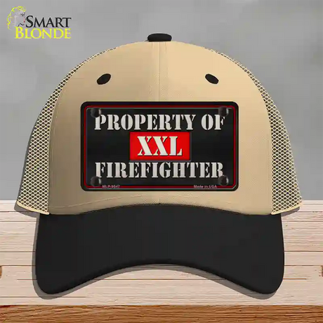 Property Of Firefighter Novelty License Plate Hat Mesh / Khaki|Black