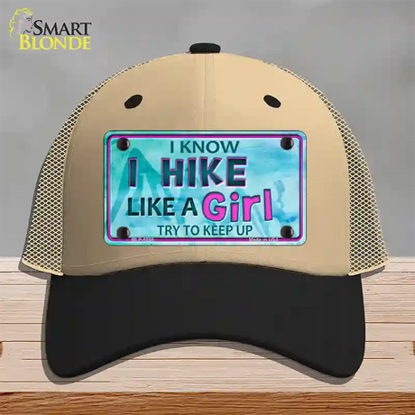 Hike Like A Girl Novelty License Plate Hat Mesh / Khaki|Black