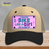 Bike Like A Girl Pink Novelty License Plate Hat Mesh / Khaki|Black