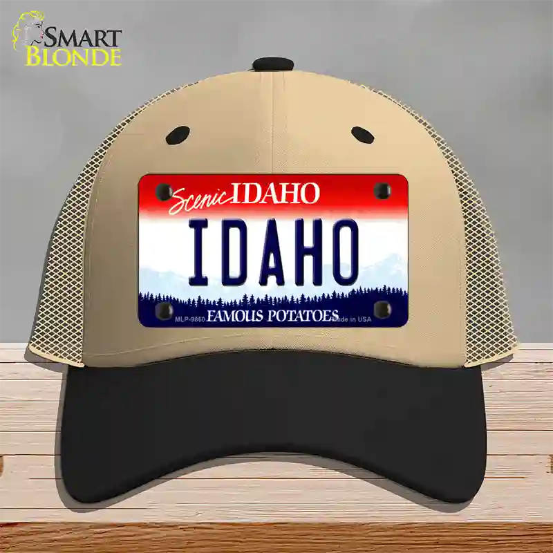 Scenic Idaho Novelty License Plate Hat Mesh / Khaki|Black