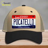 Pocatello Idaho Novelty License Plate Hat Mesh / Khaki|Black