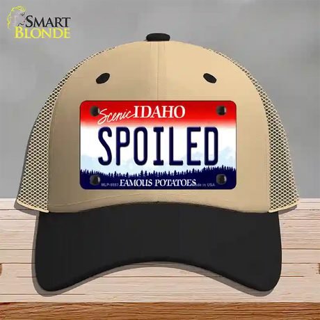 Spoiled Idaho Novelty License Plate Hat Mesh / Khaki|Black