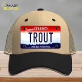 Trout Idaho Novelty License Plate Hat Mesh / Khaki|Black