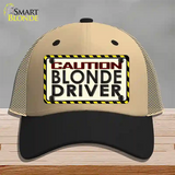 Caution Blonde Driver Novelty License Plate Hat Mesh / Khaki|Black