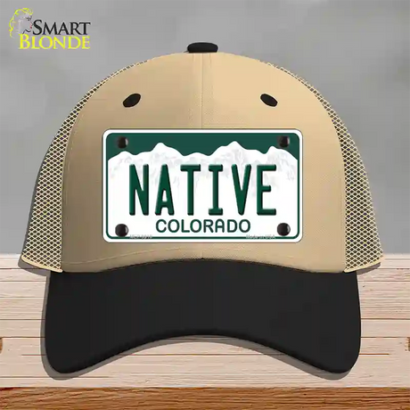 Native Colorado Novelty License Plate Hat Mesh / Khaki|Black