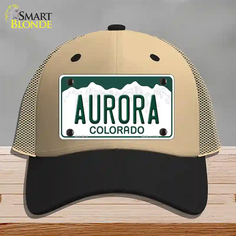 Aurora Colorado Novelty License Plate Hat Mesh / Khaki|Black