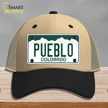 Pueblo Colorado Novelty License Plate Hat Mesh / Khaki|Black