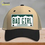 Bad Girl Colorado Novelty License Plate Hat Mesh / Khaki|Black