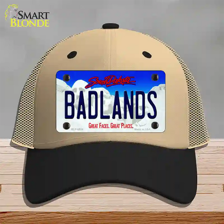 Badlands South Dakota Novelty License Plate Hat Mesh / Khaki|Black