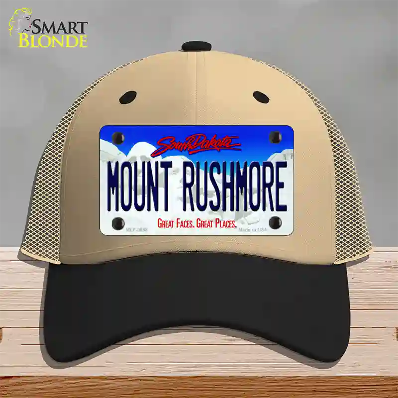 Mount Rushmore South Dakota Novelty License Plate Hat Mesh / Khaki|Black