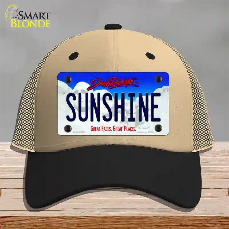 Sunshine South Dakota Novelty License Plate Hat Mesh / Khaki|Black