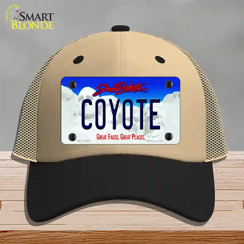 Coyote South Dakota Novelty License Plate Hat Mesh / Khaki|Black