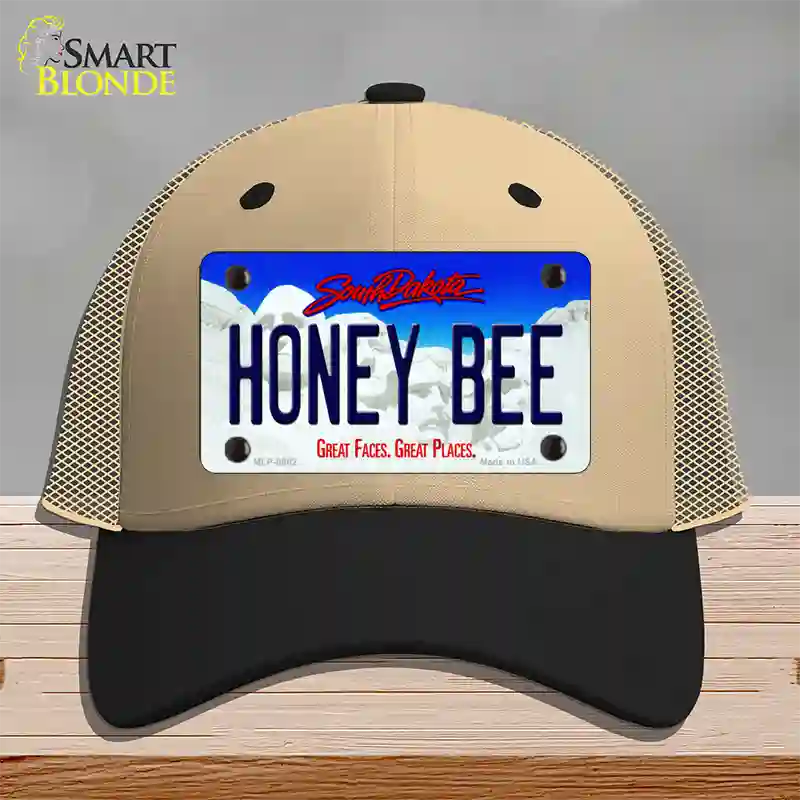 Honey Bee South Dakota Novelty License Plate Hat Mesh / Khaki|Black