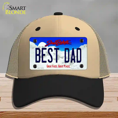 Best Dad South Dakota Novelty License Plate Hat Mesh / Khaki|Black