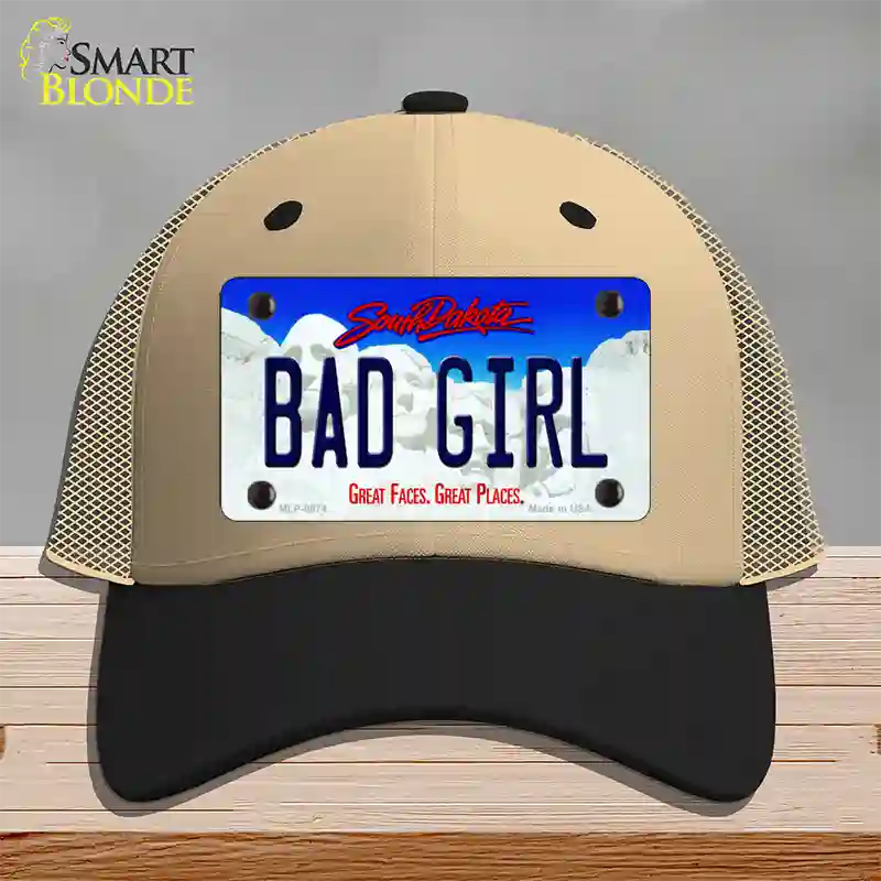 Bad Girl South Dakota Novelty License Plate Hat Mesh / Khaki|Black