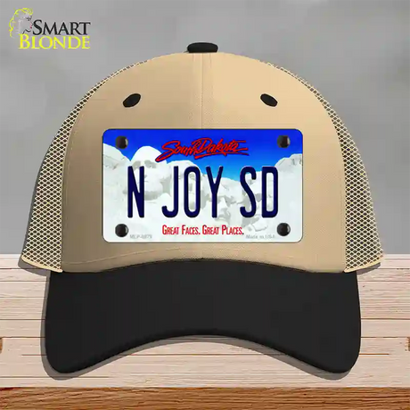 N Joy SD South Dakota Novelty License Plate Hat Mesh / Khaki|Black