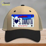 I Love South Dakota Novelty License Plate Hat Mesh / Khaki|Black