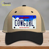 Cowgirl South Dakota Novelty License Plate Hat Mesh / Khaki|Black