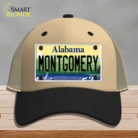 Montgomery Alabama Novelty License Plate Hat Mesh / Khaki|Black