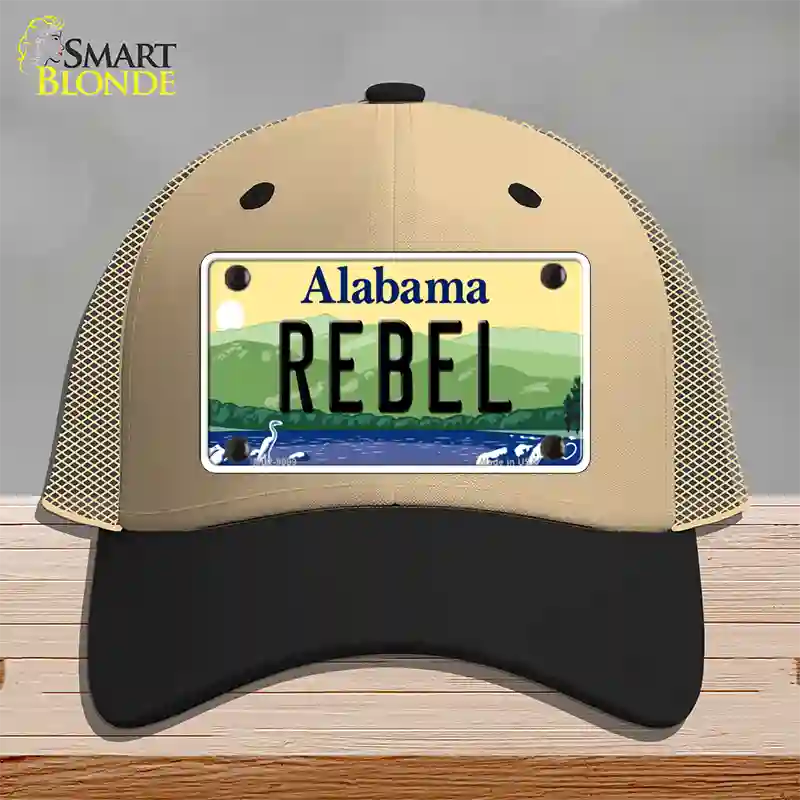 Rebel Alabama Novelty License Plate Hat Mesh / Khaki|Black