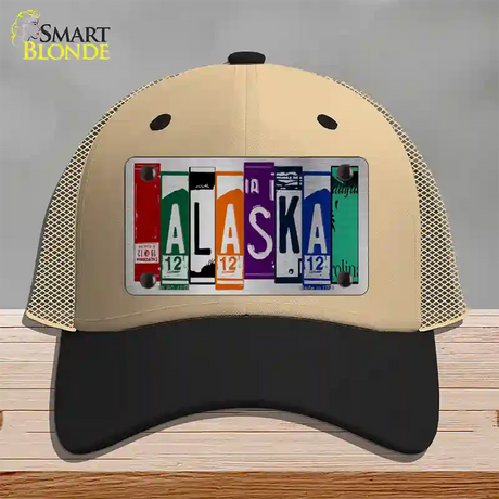 Alaska License Plate Art Novelty License Plate Hat Mesh / Khaki|Black