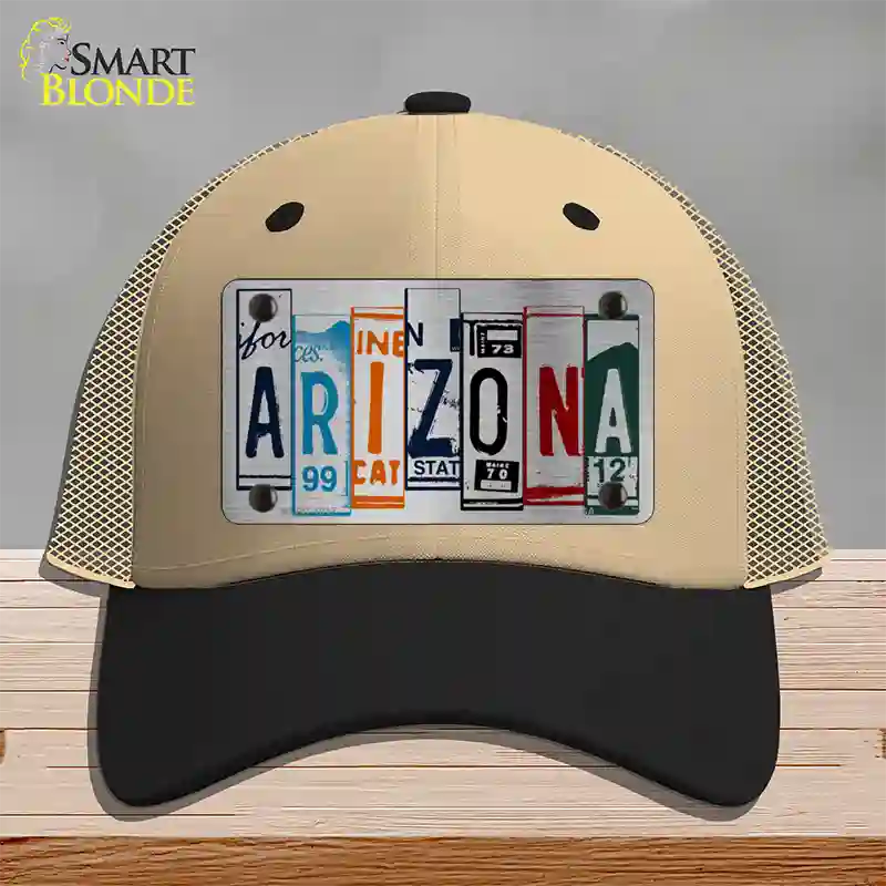 Arizona License Plate Art Novelty License Plate Hat Mesh / Khaki|Black