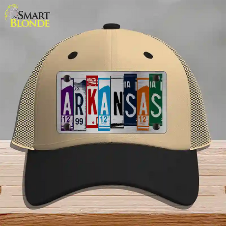 Arkansas License Plate Art Novelty License Plate Hat Mesh / Khaki|Black