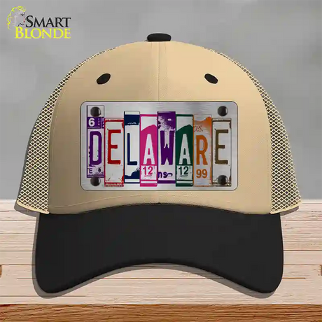 Delaware License Plate Art Novelty License Plate Hat Mesh / Khaki|Black