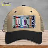 Illinois License Plate Art Novelty License Plate Hat Mesh / Khaki|Black