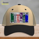 Iowa License Plate Art Novelty License Plate Hat Mesh / Khaki|Black