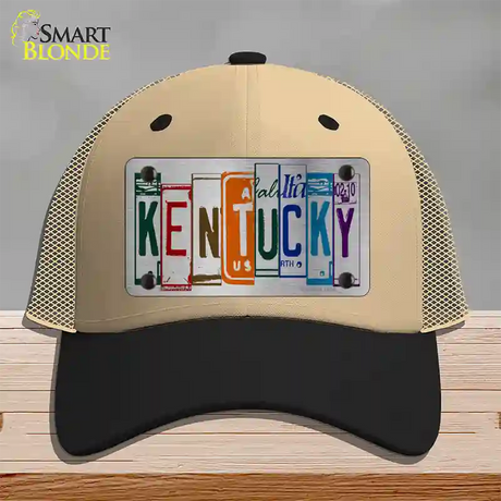 Kentucky License Plate Art Novelty License Plate Hat Mesh / Khaki|Black