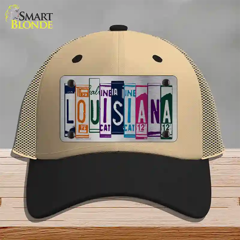 Louisiana License Plate Art Novelty License Plate Hat Mesh / Khaki|Black