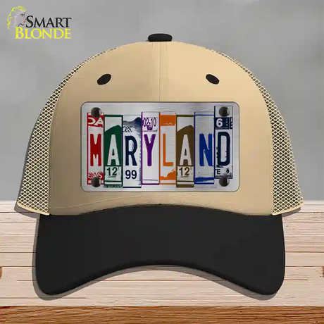 Maryland License Plate Art Novelty License Plate Hat Mesh / Khaki|Black