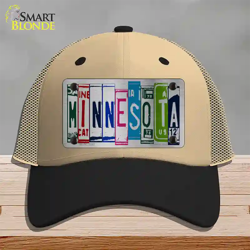 Minnesota License Plate Art Novelty License Plate Hat Mesh / Khaki|Black