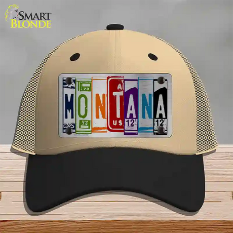 Montana License Plate Art Novelty License Plate Hat Mesh / Khaki|Black