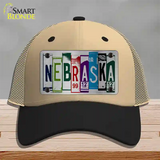 Nebraska License Plate Art Novelty License Plate Hat Mesh / Khaki|Black