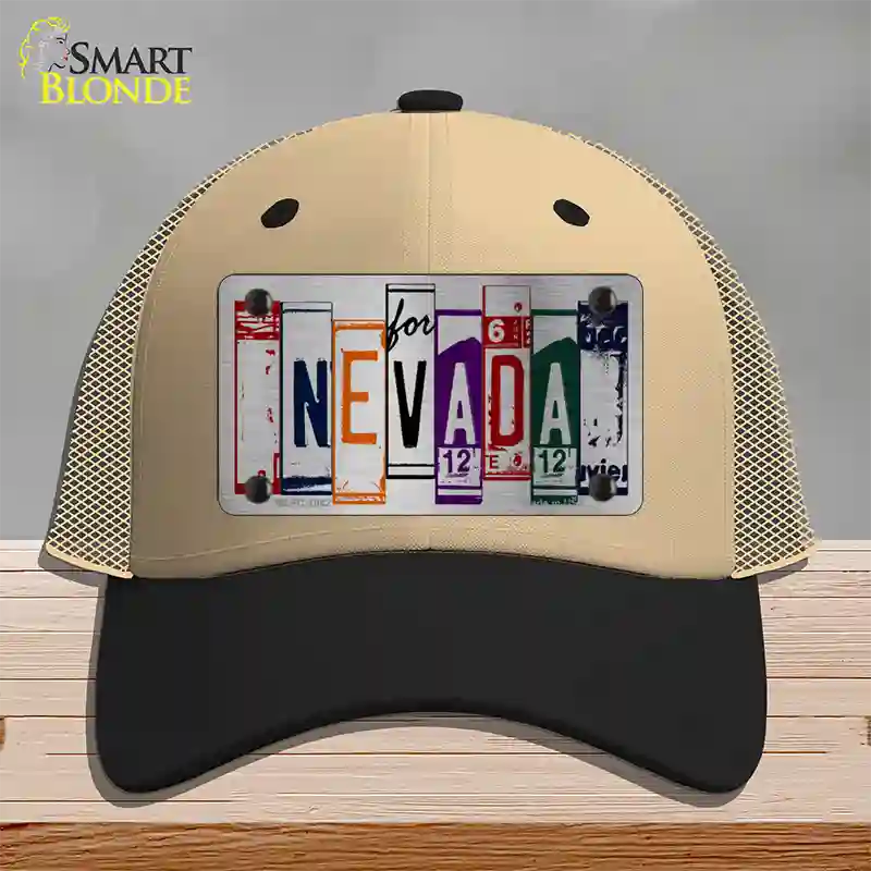 Nevada License Plate Art Novelty License Plate Hat Mesh / Khaki|Black