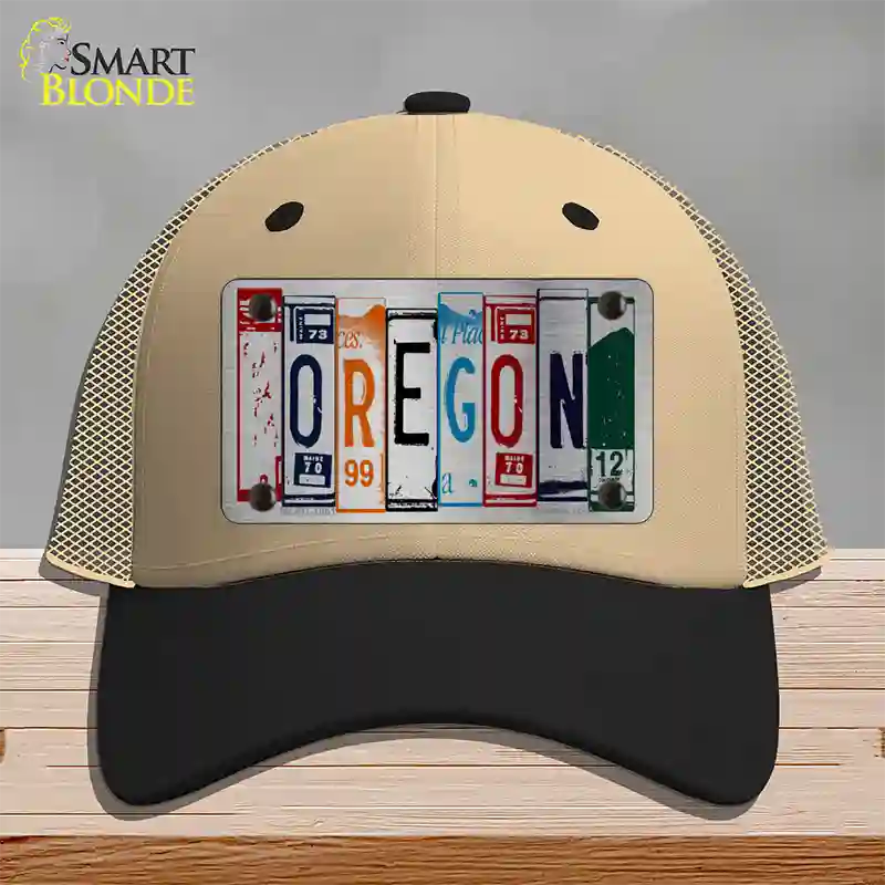 Oregon License Plate Art Novelty License Plate Hat Mesh / Khaki|Black