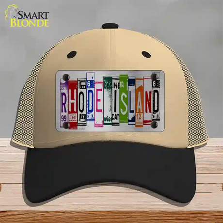 Rhode Island License Plate Art Novelty License Plate Hat Mesh / Khaki|Black